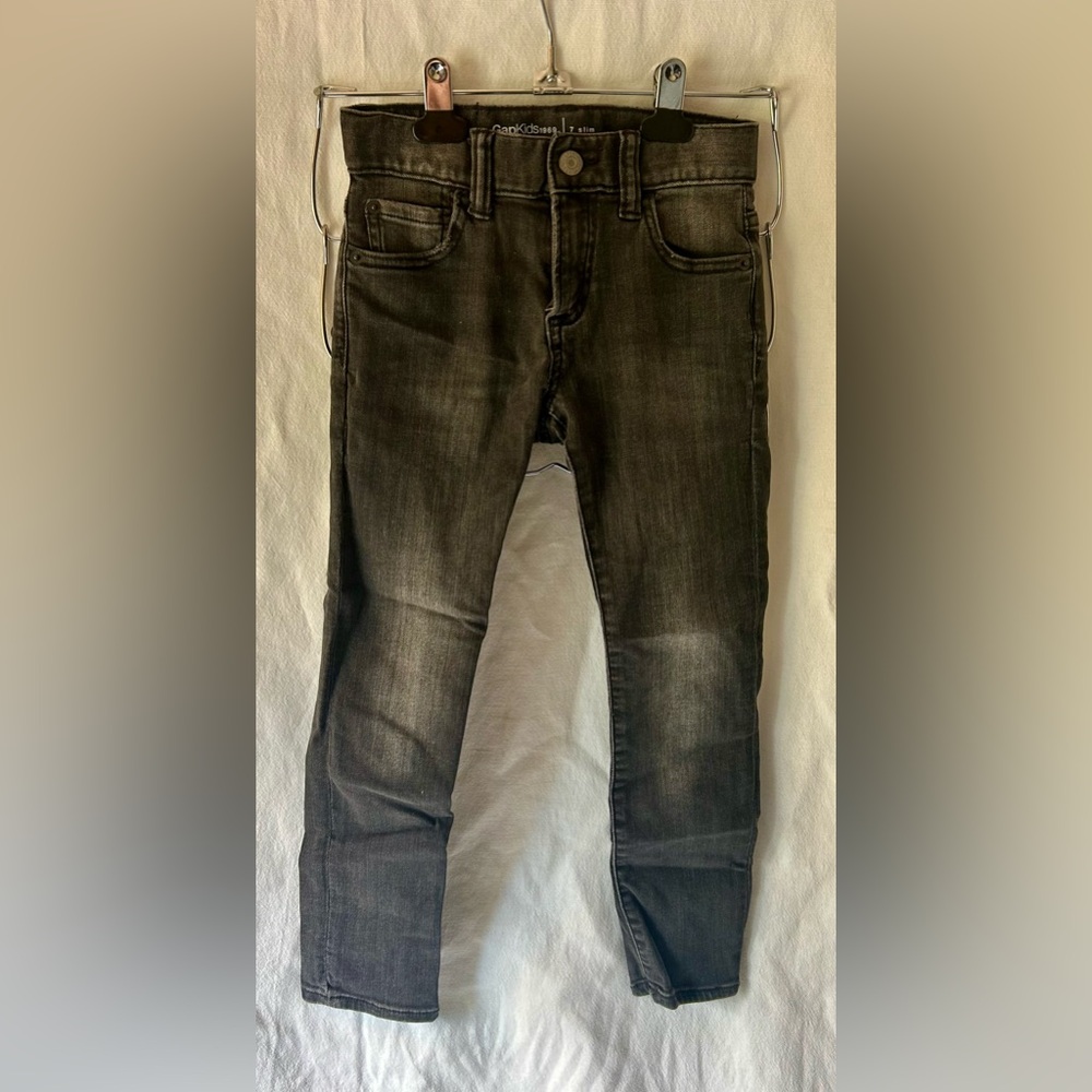 Gap Kids 1969 Slim Skinny Jeans Boys Size 7 Slim Dark Wash Gray Black